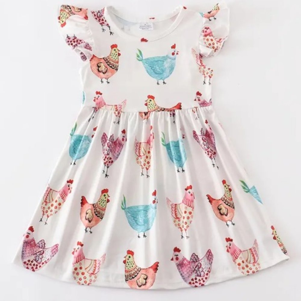 Boutique Easter Chicken Girls Sleeveless Dress